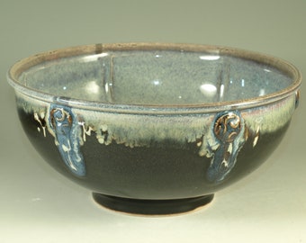 10 cups Ceramic food prep bowl ,  tenmoku black and blue