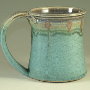 Coffee Mug Cup ,large ceramic handmade mug with large Handle, turquoise, wheel thown 20oz Perfect Hot & Chocolate image 2