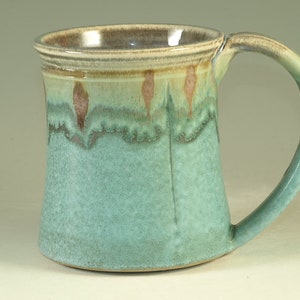 Coffee Mug Cup ,large ceramic handmade mug with large Handle, turquoise, wheel thown 20oz Perfect Hot & Chocolate image 1