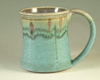 Coffee Mug Cup ,large ceramic handmade mug with large Handle, turquoise,  wheel thown (20oz) -- Perfect Hot & Chocolate