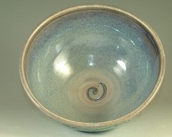 Ceramic food prep bowl 10 cups size,  turquoise aqua handmade