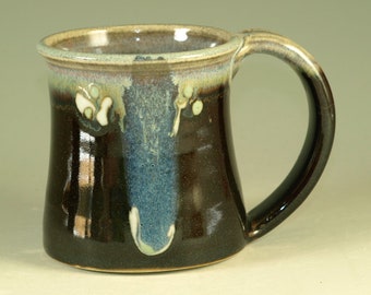 Small pottery Mug (12oz) in tenmoku black glaze - great morning coffee mugs