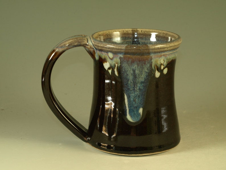 Large pottery Mug 20oz in tenmoku black glaze great morning coffee mugs fathers day gift image 2