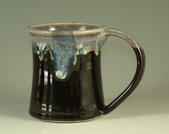 Large pottery Mug (20oz) in tenmoku black glaze - great morning coffee mugs fathers day gift