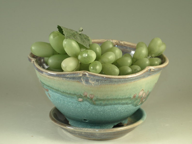 Berry Bowl in turquoise handmade stoneware pottery image 1