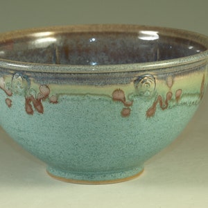 4 cups Stoneware pottery bowl , turquoise aqua handmade image 2