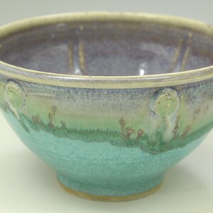 4 cups size Stoneware pottery bowl ,  turquoise aqua handmade