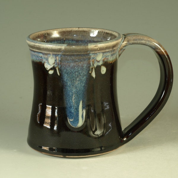 Large pottery Mug (20oz) in tenmoku black glaze - great morning coffee mugs fathers day gift