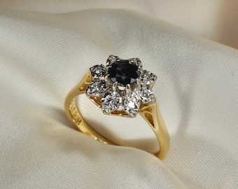 ま*る様 18K？10k?刻印サファイアリング古い海外製？ リング 指輪 楽天