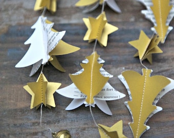 Christmas decor, Holiday gold decor, Eco-friendly Christmas, Gold holiday, Modern Christmas, Christmas tree, Gold garland, star garland