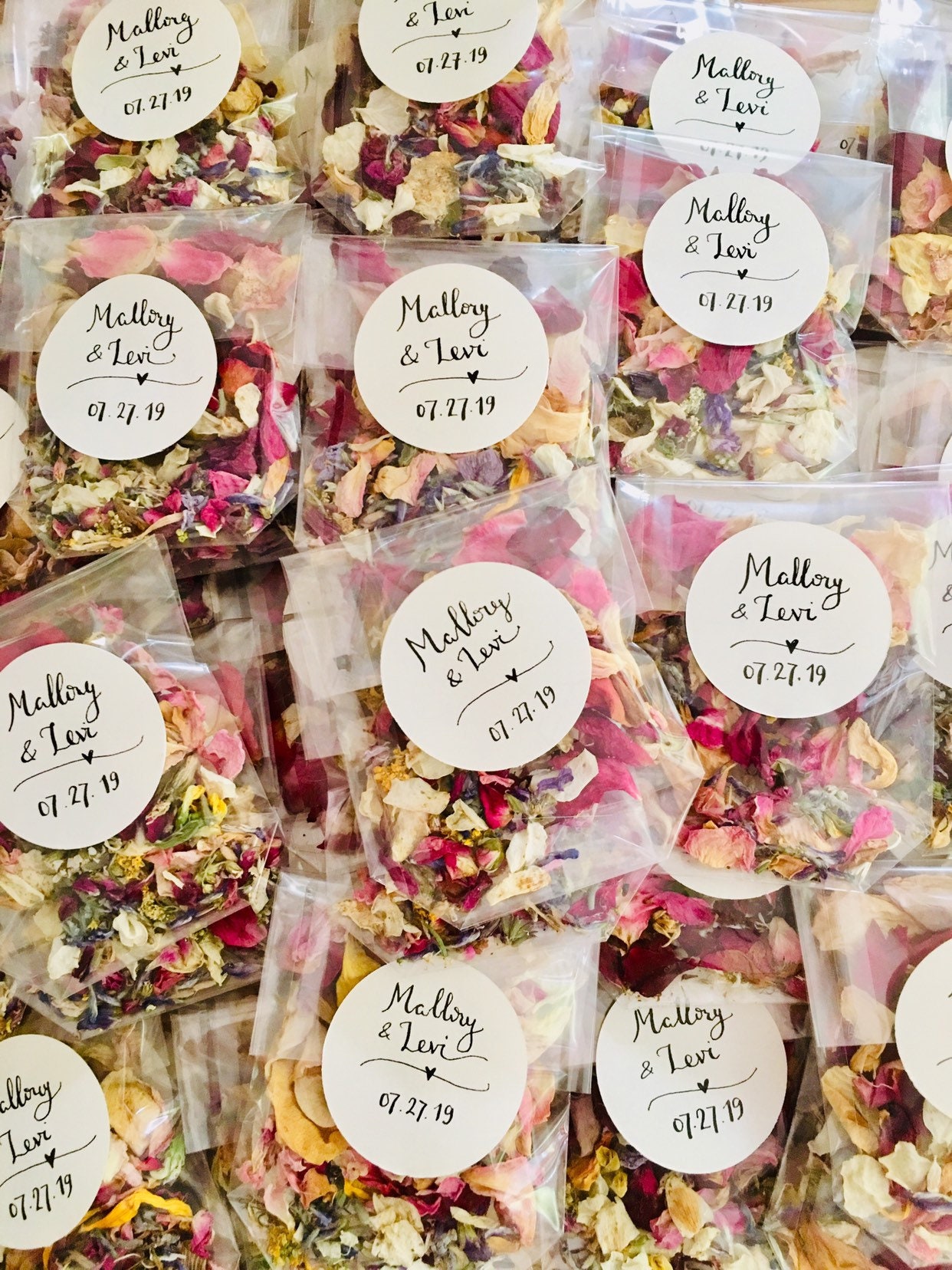 Biodegradable Wedding Flower Confetti Natural Dried Petal 60 Glassine bags 
