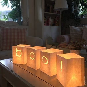 Boo!, Halloween decor, Halloween decorations, Halloween lanterns, Boo, Luminary bags, Halloween garden decor, Halloween yard decor