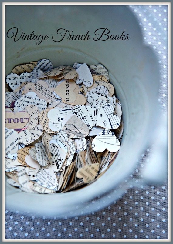 Wedding party gift, Confetti, Confetti wedding, Book themed wedding, Wedding confetti, Heart confetti, French themed, Wedding table scatter