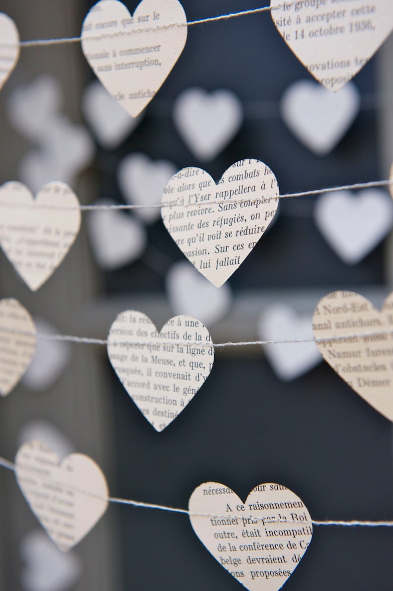 Guirlande, guirlande de mariage, guirlande en papier, guirlande de fete, Saint Valentin, guirlande de coeur en papier image 2