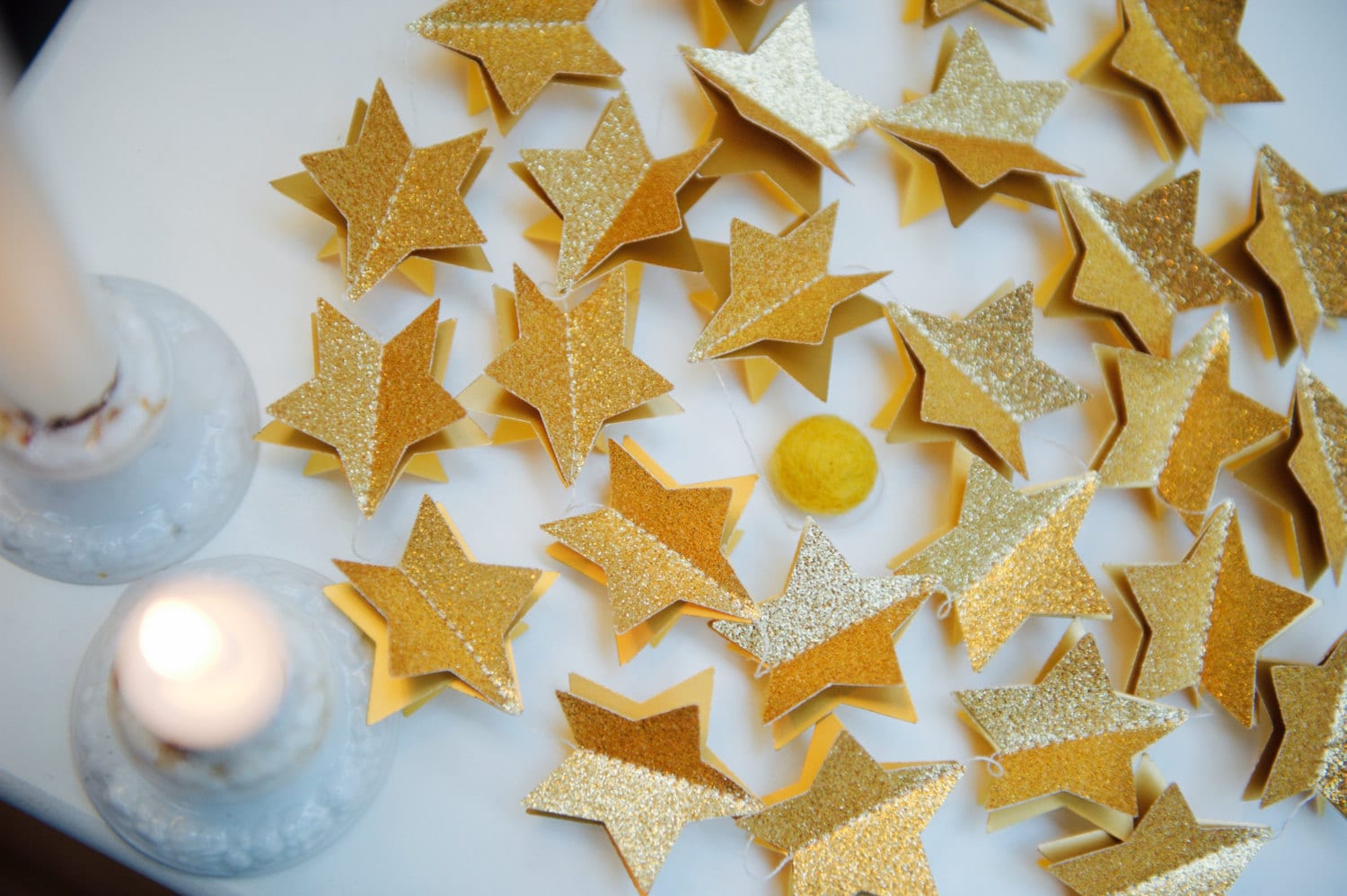 Christmas clearance Holiday decor Glitter garland gold garland gold star garland Unique gifts Celestial decorChristmas gift