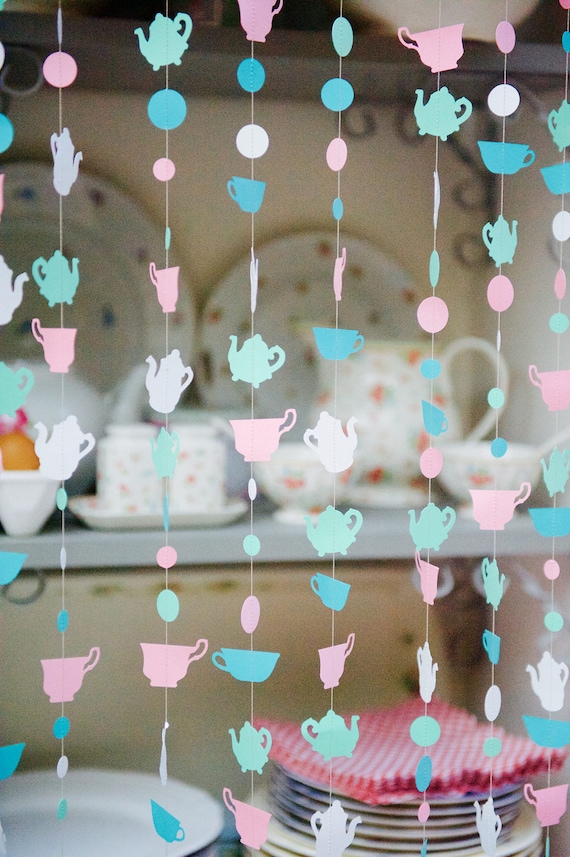 Tea party decorations, tea party bridal shower, Alice in wonderland decorations, tea party garland, tea party birthday, tea party favors