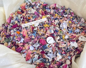 Confettis de mariage, confettis biodégradables, fleurs séchées, pétales de fleurs, tirage au sort, jet de confettis, respectueux de l'environnement, POUR 10 PERSONNES