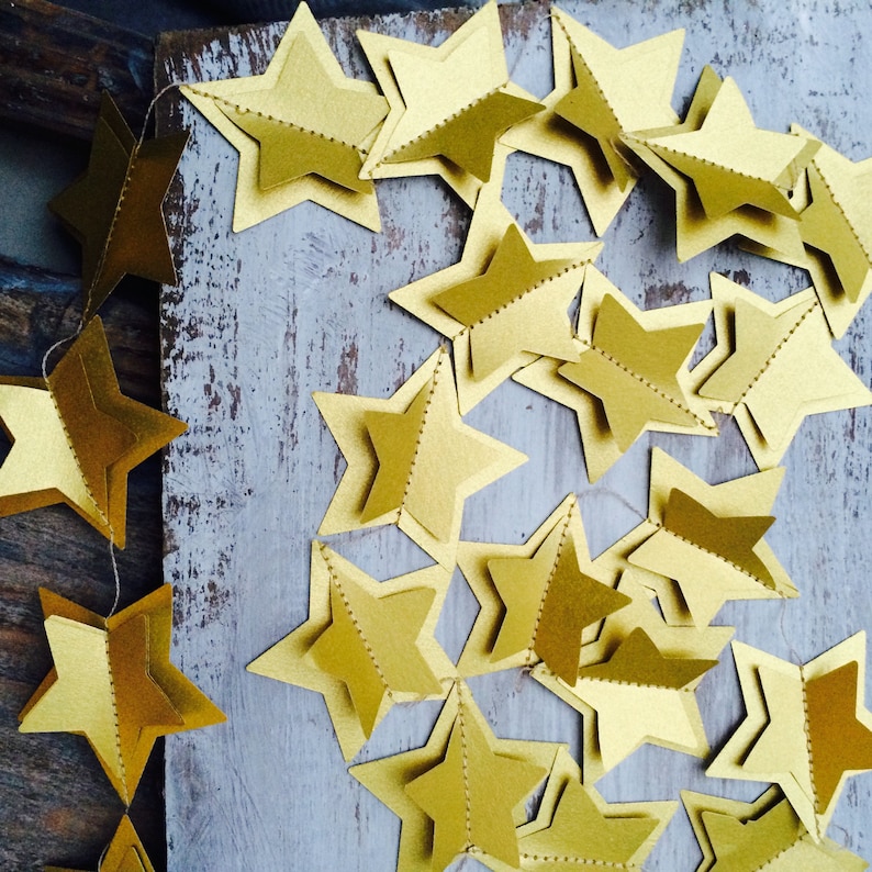 Holiday Decor Gold Star Garland Silver Star Garland New Etsy