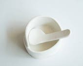 Paul Lowe Ceramics Porcelain Salt Dish with Spoon
