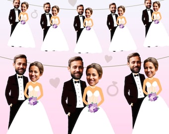 Personalised Bride and Groom Bunting - Wedding Decoration Hen Party Stag Do Custom Banner - Funny Engagement Party Garland Husband Wife