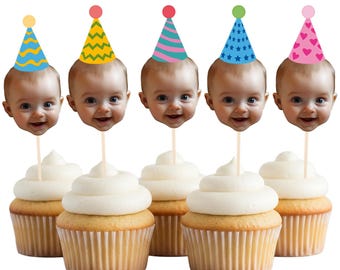 Personalised Party Hat Cake Toppers - Birthday Decoration Ideas - Kids Baby Toddler Children