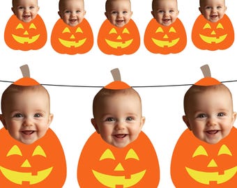 Personalised Pumpkin Halloween Bunting: Custom Photo Banner