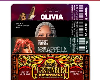Personalised Souvenir Event Ticket | Surprise Live Show Keepsake | Music Concert Tickets Gift | Any Event Physical Tickets