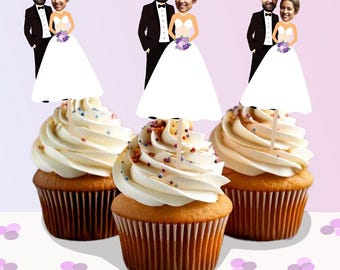 Personalised Bride and Groom Cake Toppers - Wedding Decorations Hen Party Stag Do Custom Gifts - Funny Engagement Party Favours Husband Wife