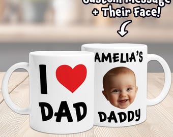 Personalised I Love Dad Mug: Custom Photo Gift for Dads Birthday Fathers Day