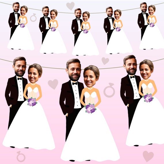Personalised Bride and Groom Bunting - Wedding Decoration Hen Party Stag Do Custom Banner - Funny Engagement Party Garland Husband Wife