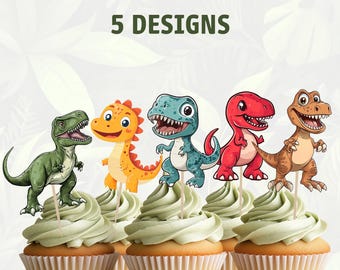 Dinosaur Cake Toppers: Cartoon Dino Birthday Party Decorations
