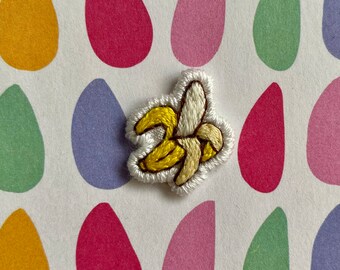 Miniature Banana Hand Embroidered Patch