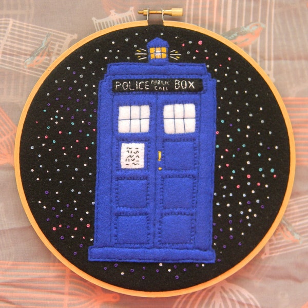 Tardis Embroidery Hoop Art