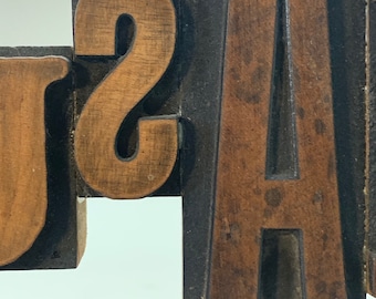 letter press printing letters SUSAN vintage wooden letters glued together desk office name plate lot of letters name sign