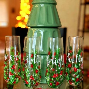 Handmålade julchampagne- eller vinglas