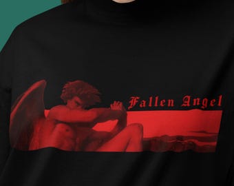 T-shirt graphique Ange déchu | T-shirt de style gothique Renaissance, artwear unisexe romantisme sombre, Alexandre Cabanel
