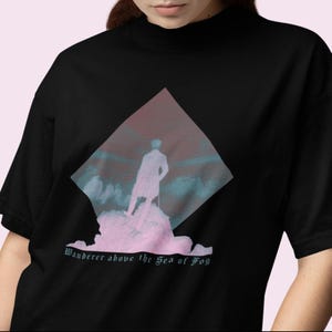 -shirt Wanderer au-dessus de la mer de brouillard | T-shirt peinture romantique, chemise d'art Caspar David Friedrich image 2