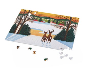 1950 Maud lewis Gemälde Rehe im Winter 500 Teile Puzzle