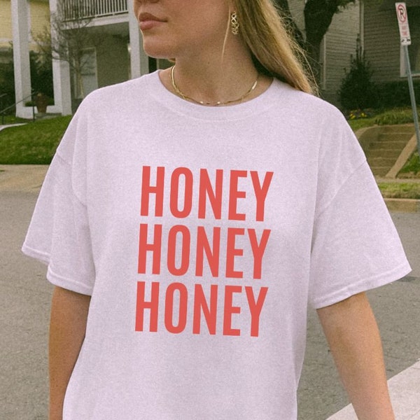 Honey T Shirt, Vintage Aesthetic T-Shirt, Red Honey Shirt, Food T Shirt, Bee T Shirt, Sweet Like Honey T-Shirt, Oh Honey Shirt, Gift For Her