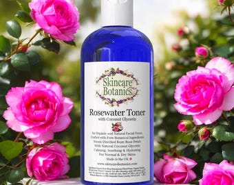 Rosewater and Coconut Glycerin Facial Toner for Skin & Hair | Made with Natural Floral Waters | Skincare Botanics | 250ml