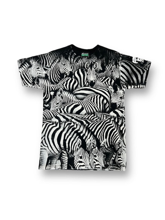 Vintage 90's Zebra Animal Nature All Over Print T-