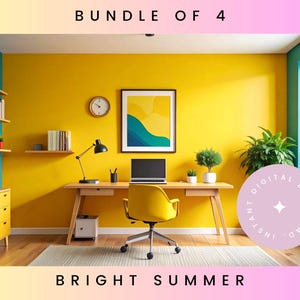 Bright Summer Zoom Backgrounds | Colorful Office Bundle | Bold Pop Art