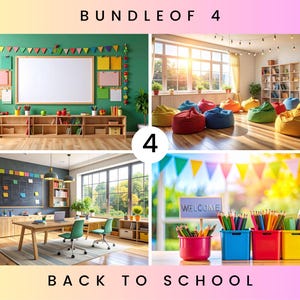 Bakgrundspaket för lärare med fokus på skolstart | Virtuellt klassrum i Zoom-stil för lärare | Anslagstavla och läshörnsbakgrunder | OfficePixels