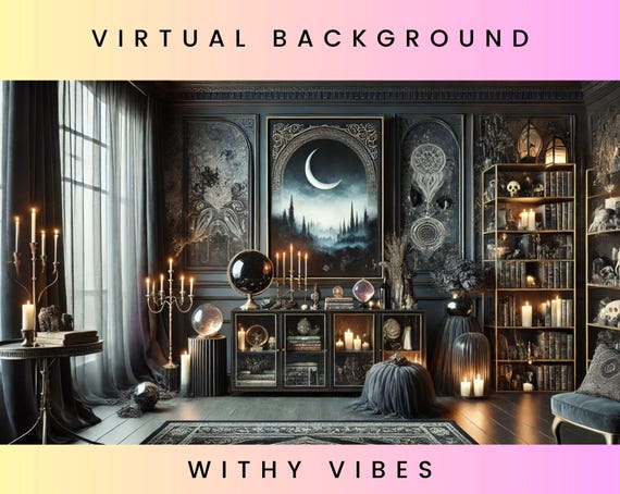 Witchy Witch Vibes Office Background, Black Color-drenched