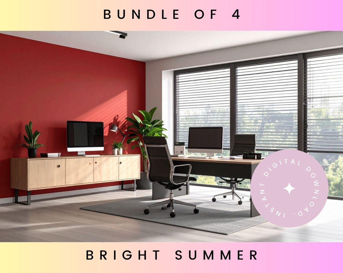 Bright Summer Zoom Backgrounds | Colorful Office Bundle | Bold Pop Art