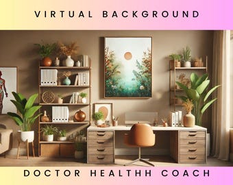 Doctor Health Coach Medical Office Plants Natural Wood Zoom Background