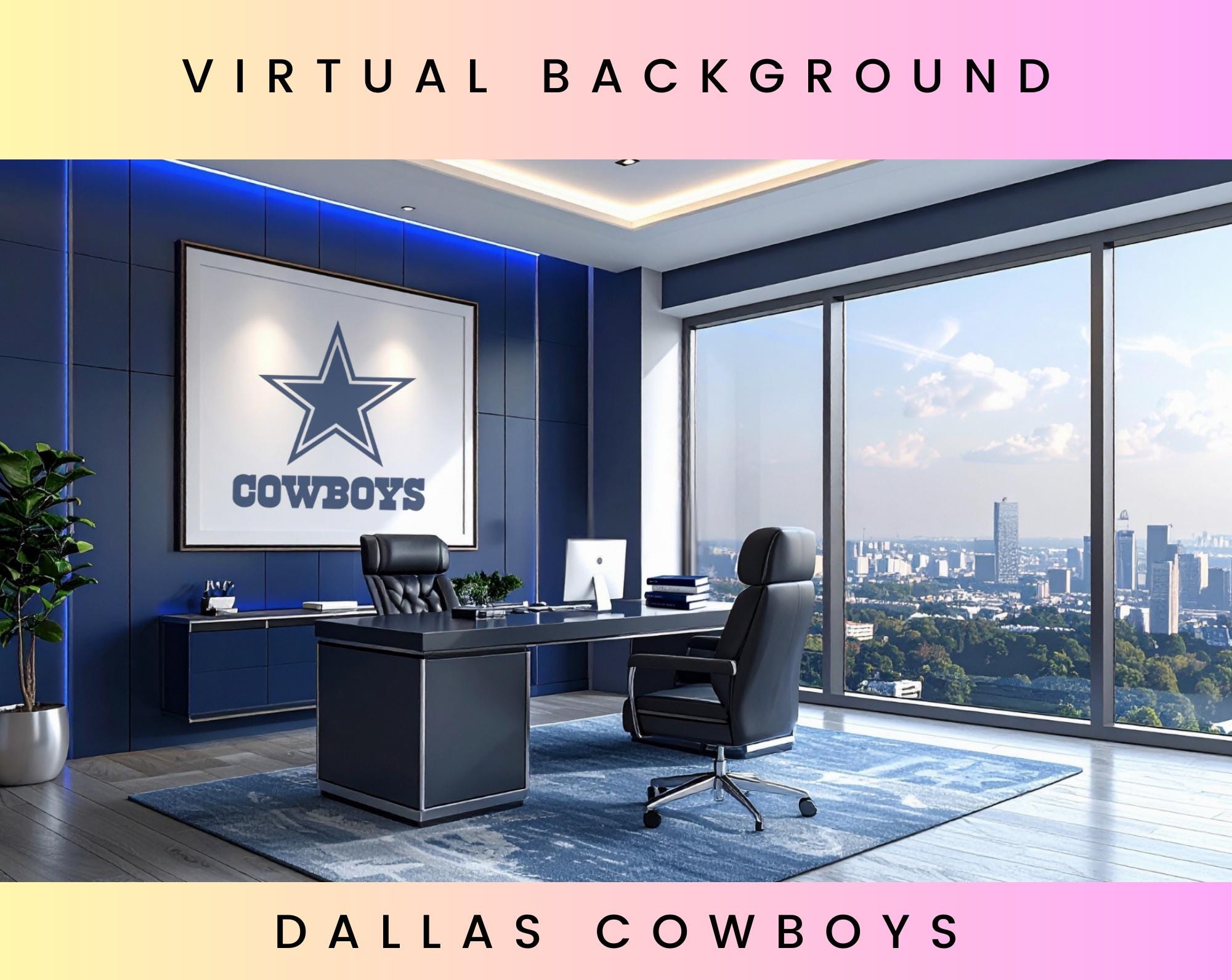 Dallas Cowboys Office Background | Blue Star Zoom Backdrop | NFL