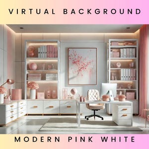 Modern Pink White Zoom Background