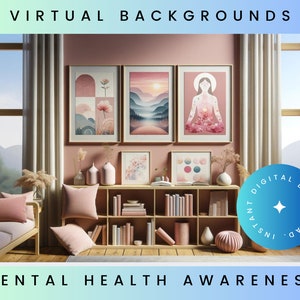 Pink Mental Health Awareness Zoom Backgrounds, Pink Zoom Background Office, Background Home Office, Zoom Backgrounds, Virtual Background