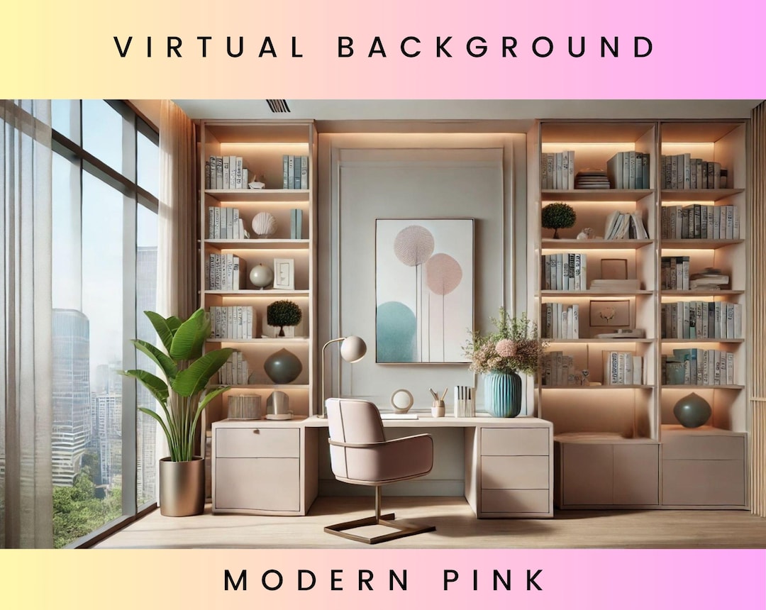 Modern Office Soft Pastels Pink Blue Zoom Background - Etsy